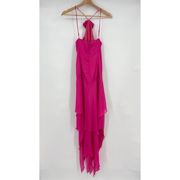 Lovers and Friends | Shelby Asymmetric Dress in Pink Handkerchief Hem Rosette S - Picture 3 of 16
